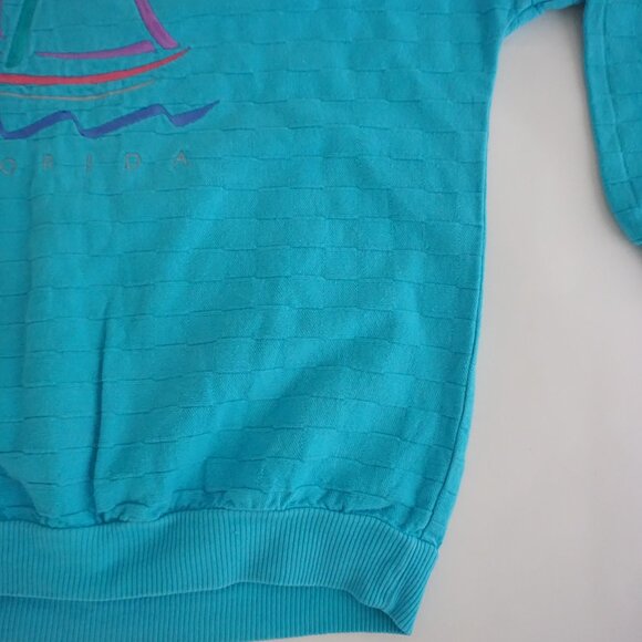 Vintage Crazy Shirts Teal Sweater Embroidered Nautical Sailing Florida Coastal S - Picture 5 of 9
